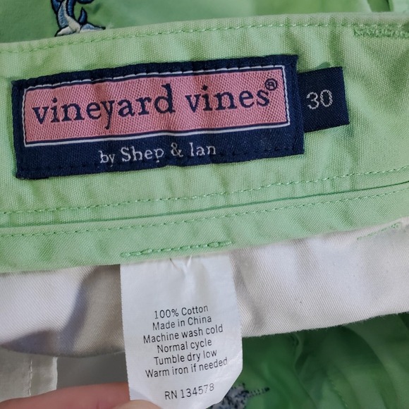 Vineyard Vines Men Shorts 30 Green Chino Cotton Swordfish Embroidered Preppy - Picture 7 of 14
